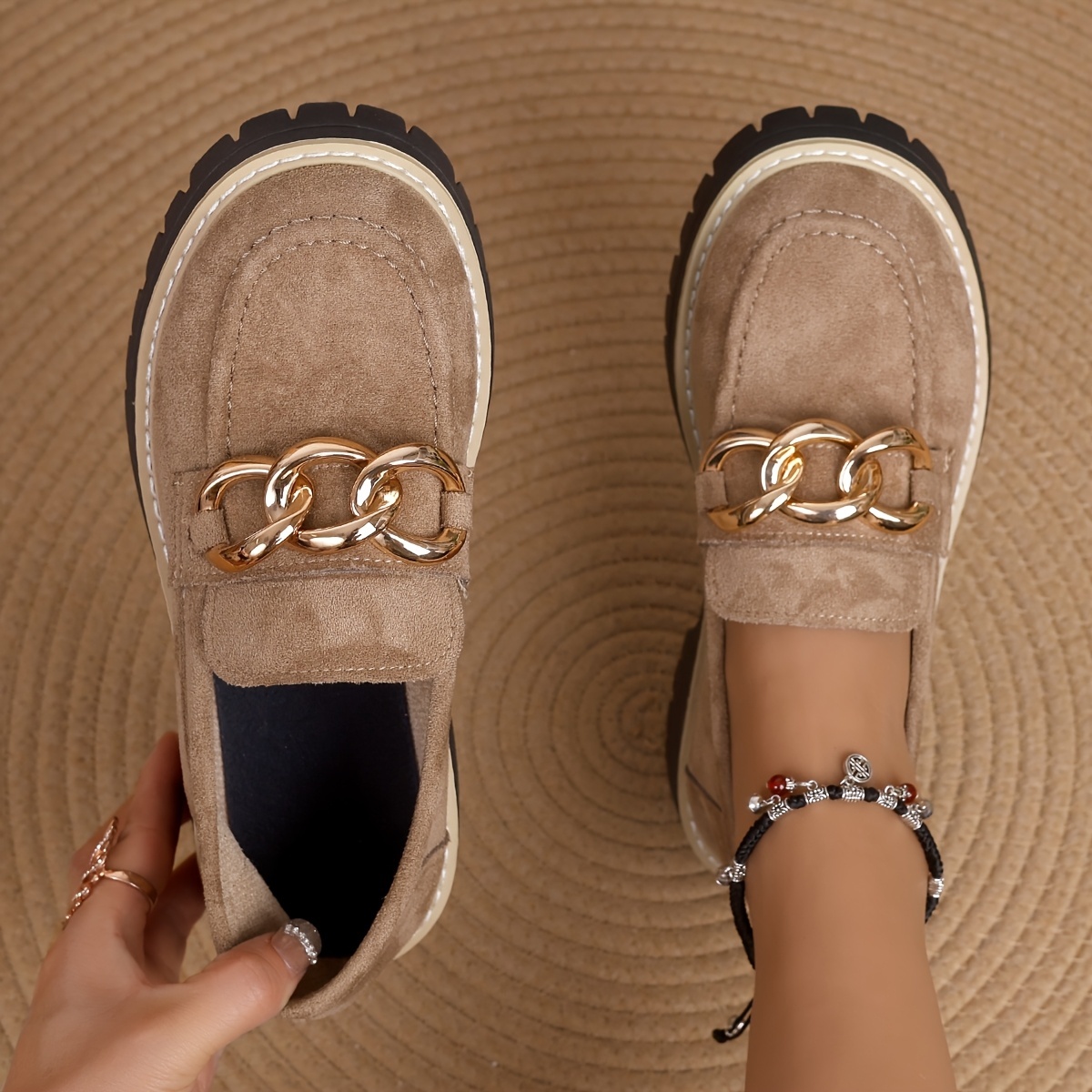 Women's Wide Size Sparkling Blanks Loafers