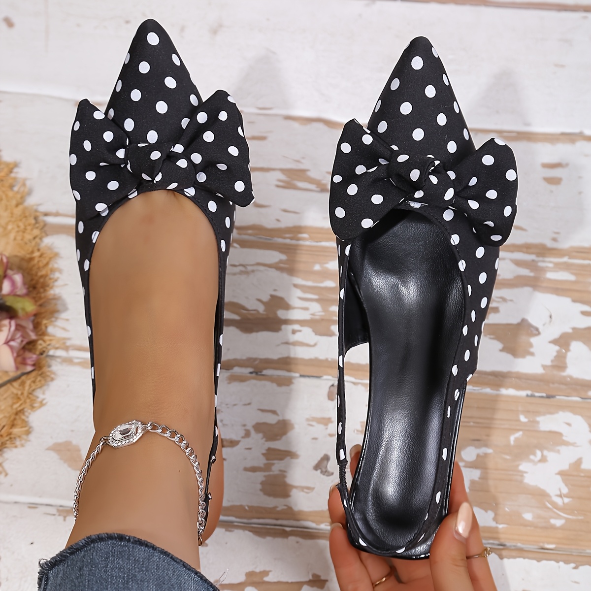 Women's Casual Polka Dot Bow Sandals