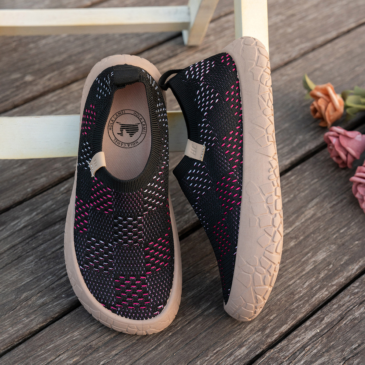Women's Flyknit Breathable Slip-On Casual Rubber Shoes