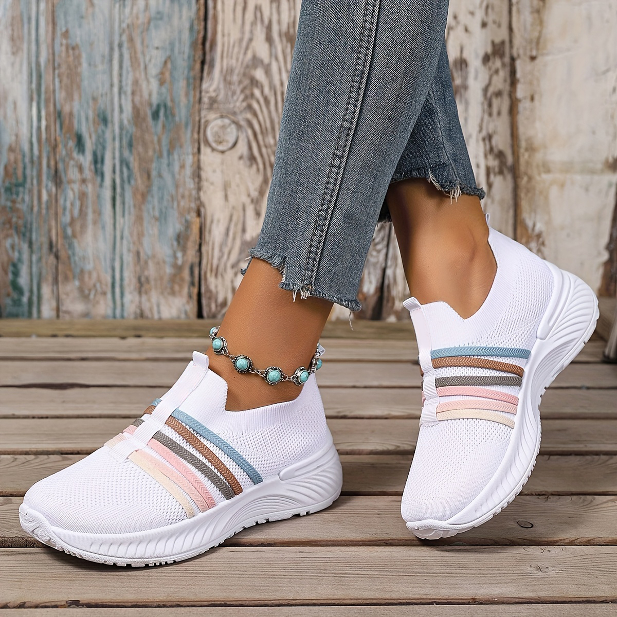 Women's Stripes Mesh Casual Sneakers