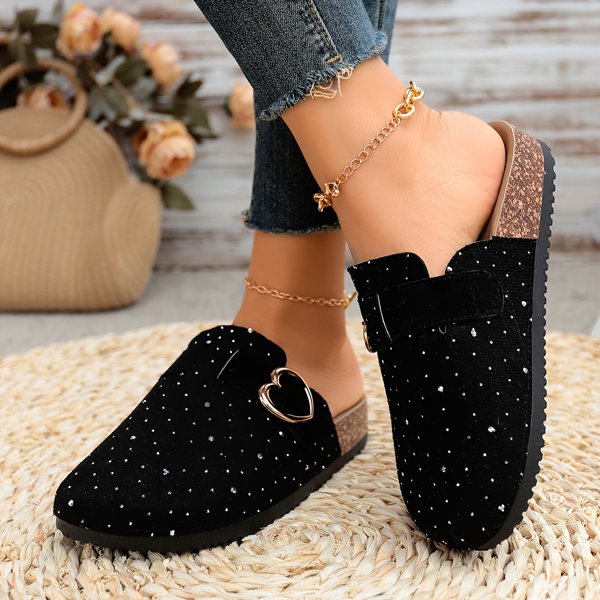 Women's Heart Buckle Classic Mules