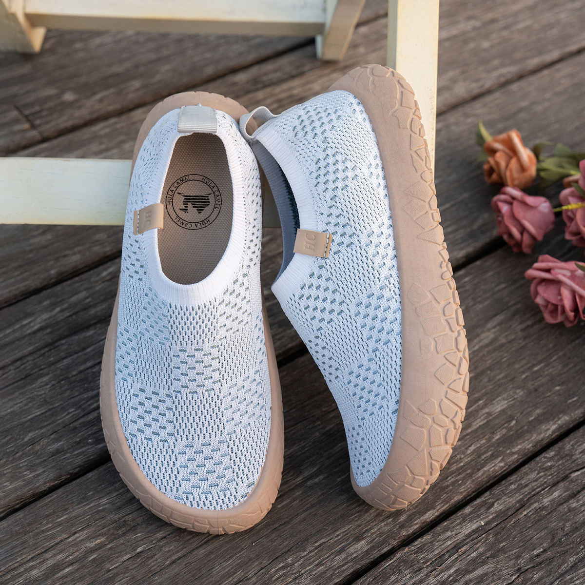 Women's Flyknit Breathable Slip-On Casual Rubber Shoes
