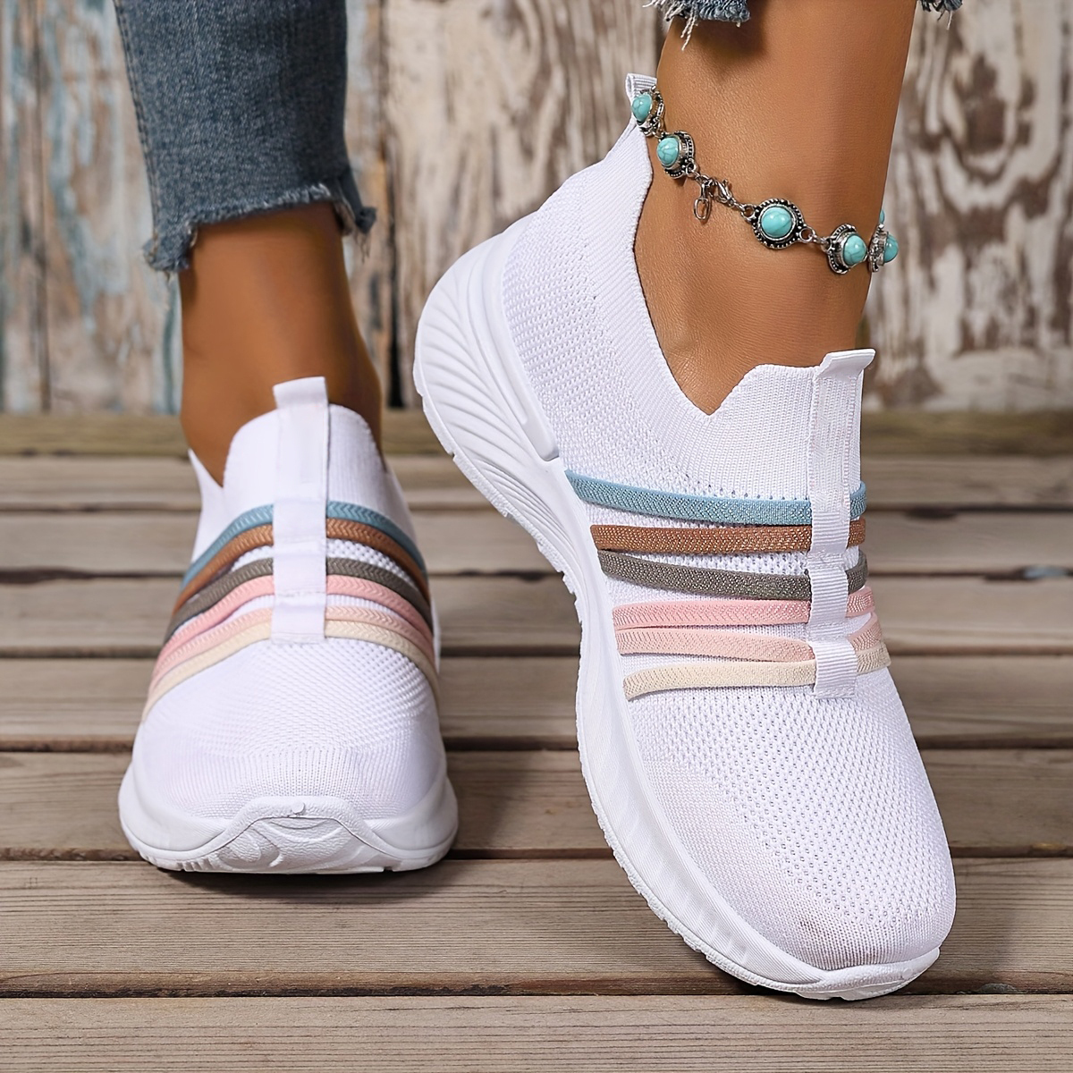 Women's Stripes Mesh Casual Sneakers