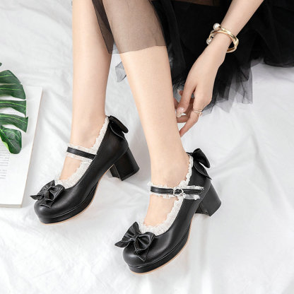 Women Kawaii Block Heel Mary Janes