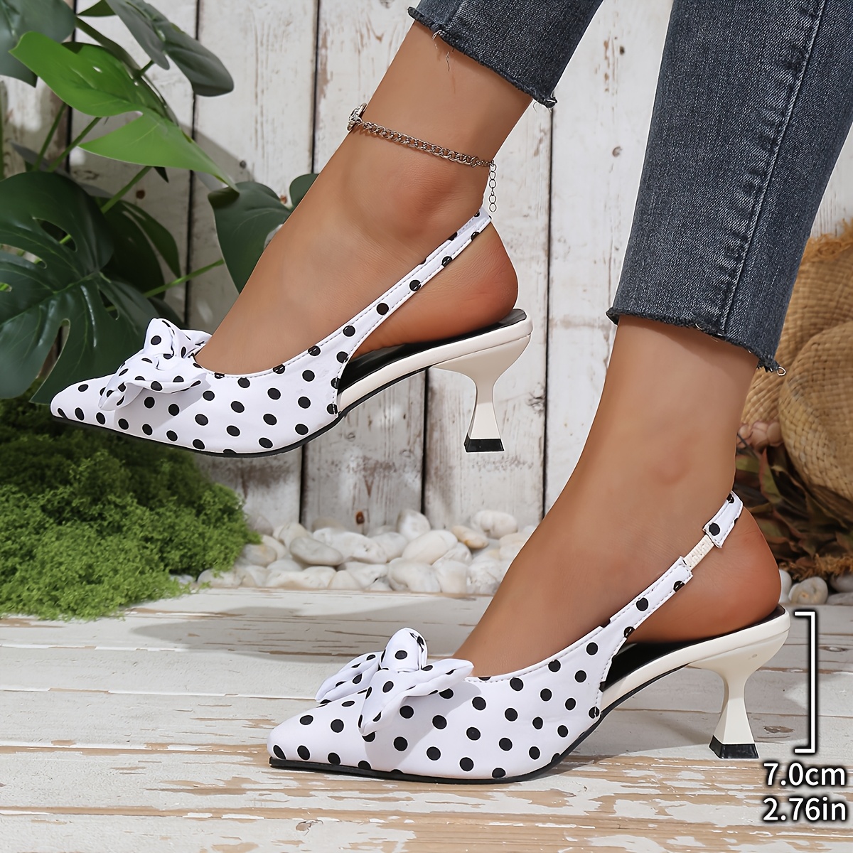 Women's Casual Polka Dot Bow Sandals