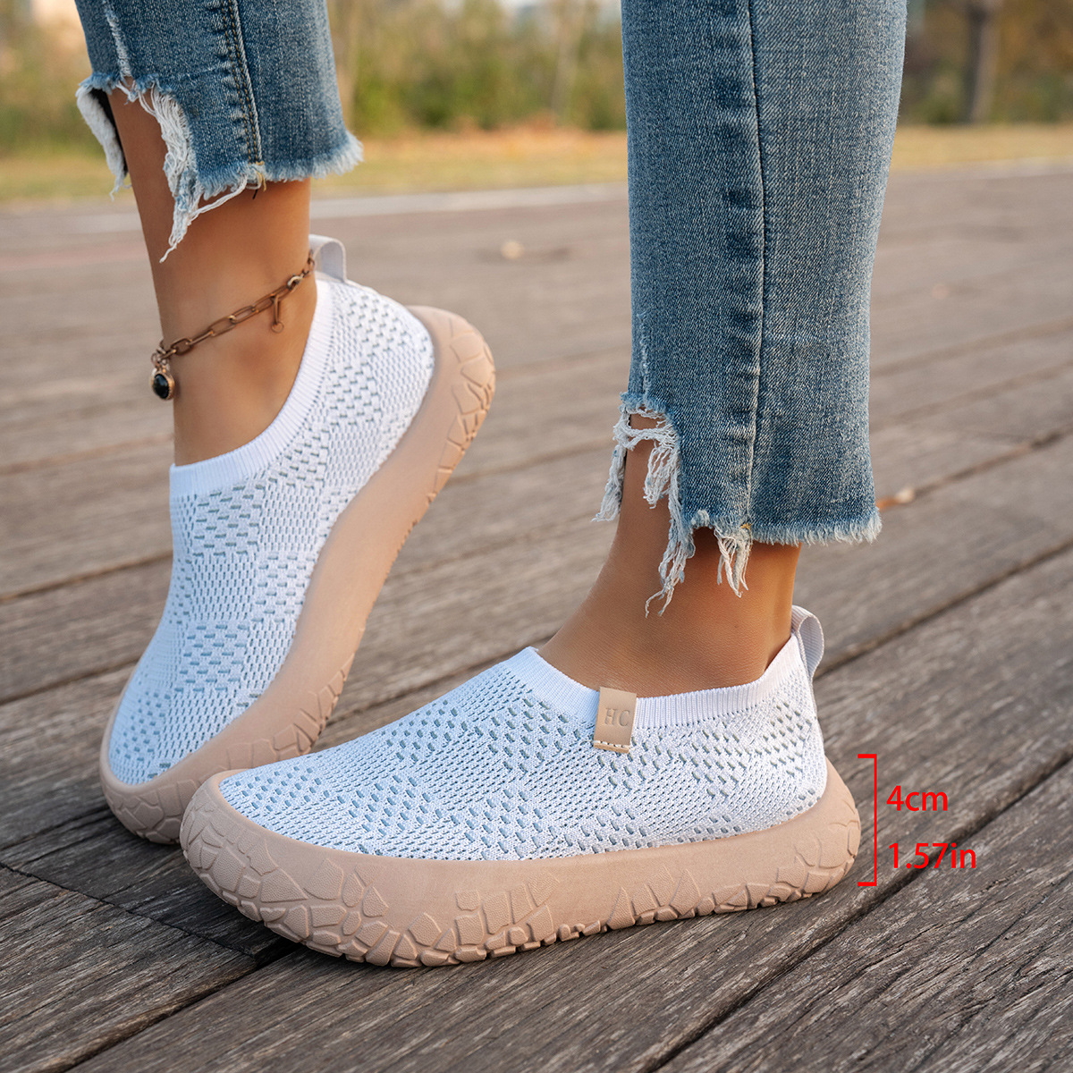 Women's Flyknit Breathable Slip-On Casual Rubber Shoes