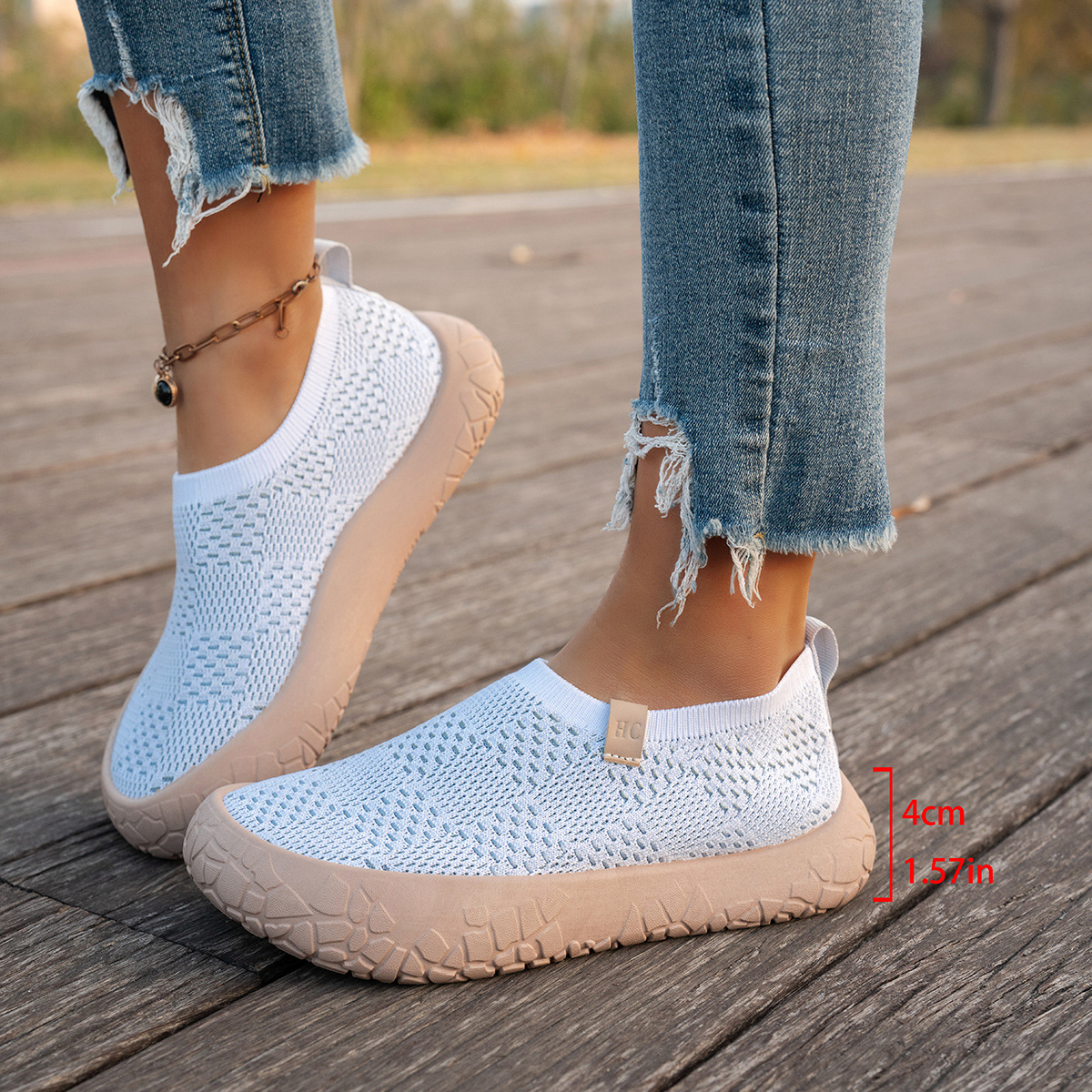 Women's Flyknit Breathable Slip-On Casual Rubber Shoes