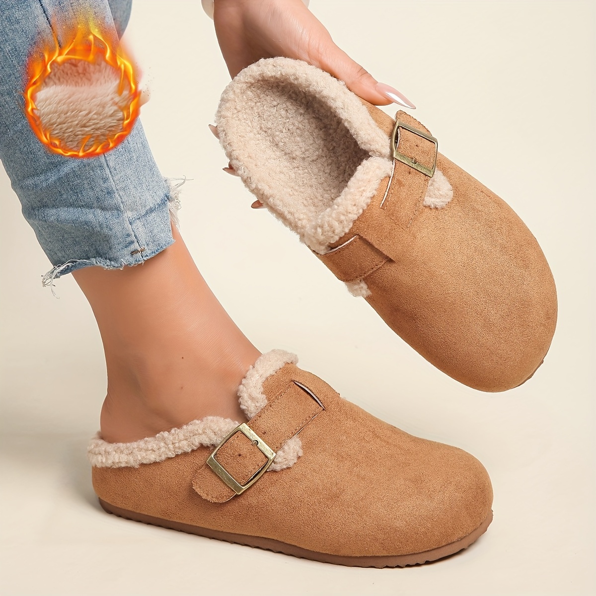 Women's Plush Warm Slip-On Mules