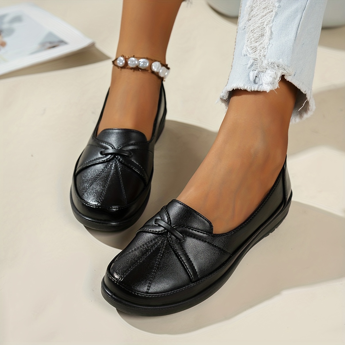Women's Large Size Slip-On Penny Loafers