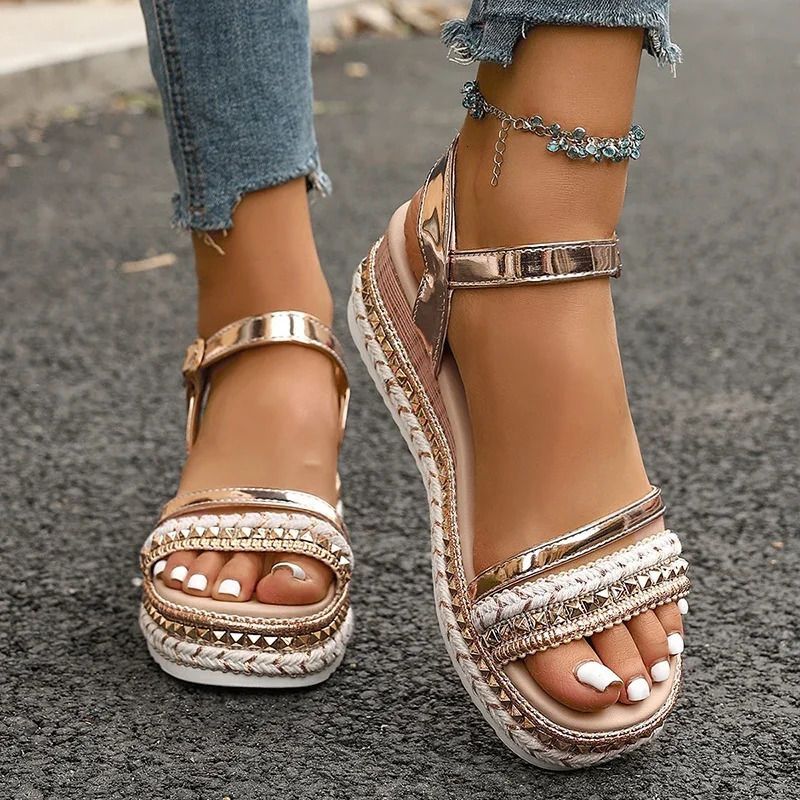 Women'S Black Platform Roman Sandals
