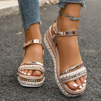 Women'S Black Platform Roman Sandals