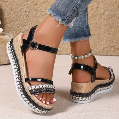 Women'S Black Platform Roman Sandals