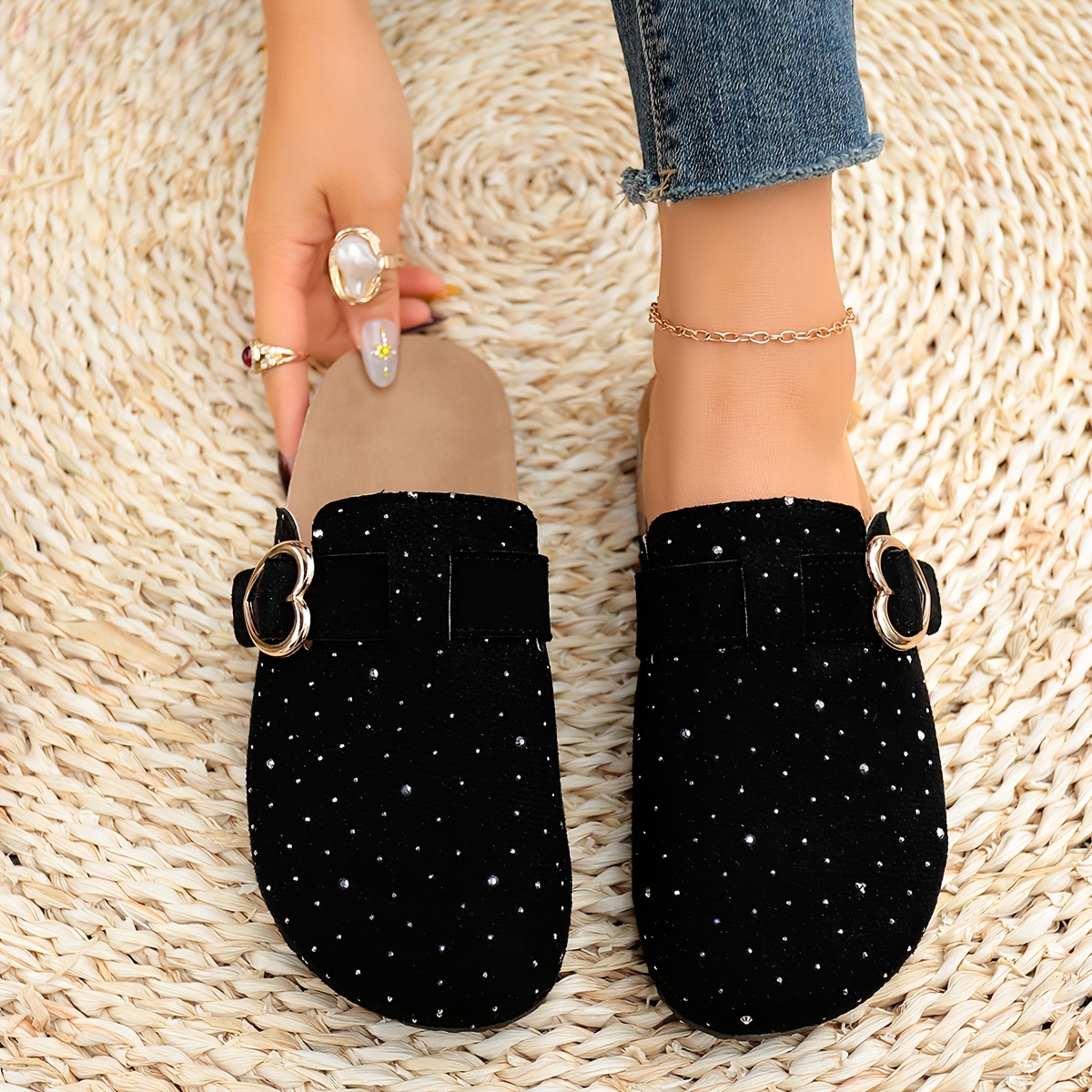 Women's Heart Buckle Classic Mules