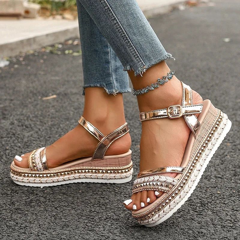 Women'S Black Platform Roman Sandals