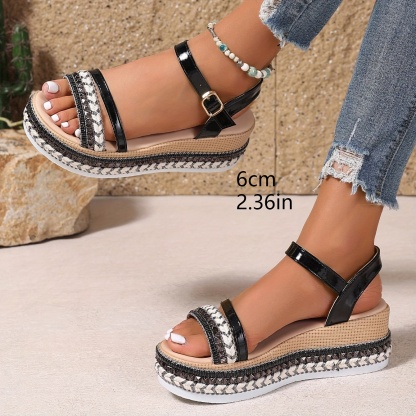Women'S Black Platform Roman Sandals