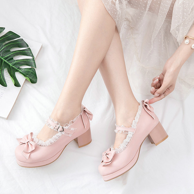 Women Kawaii Block Heel Mary Janes