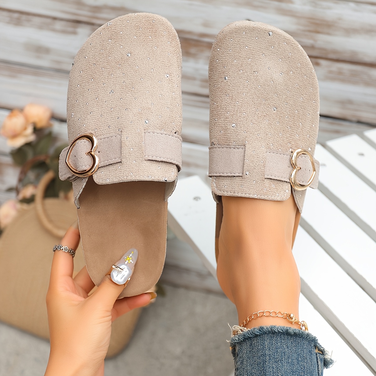 Women's Heart Buckle Classic Mules