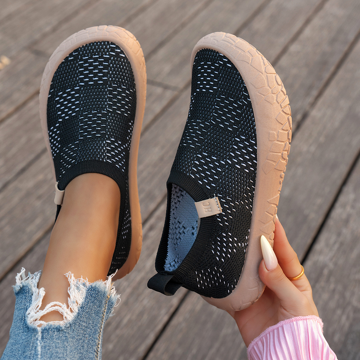 Women's Flyknit Breathable Slip-On Casual Rubber Shoes