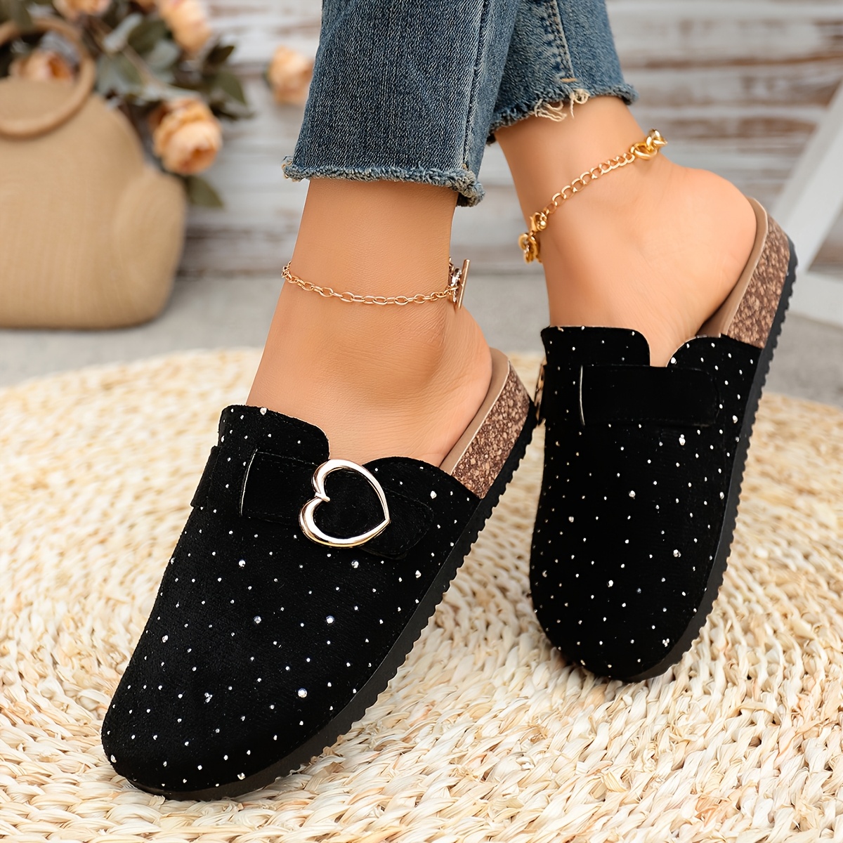 Women's Heart Buckle Classic Mules