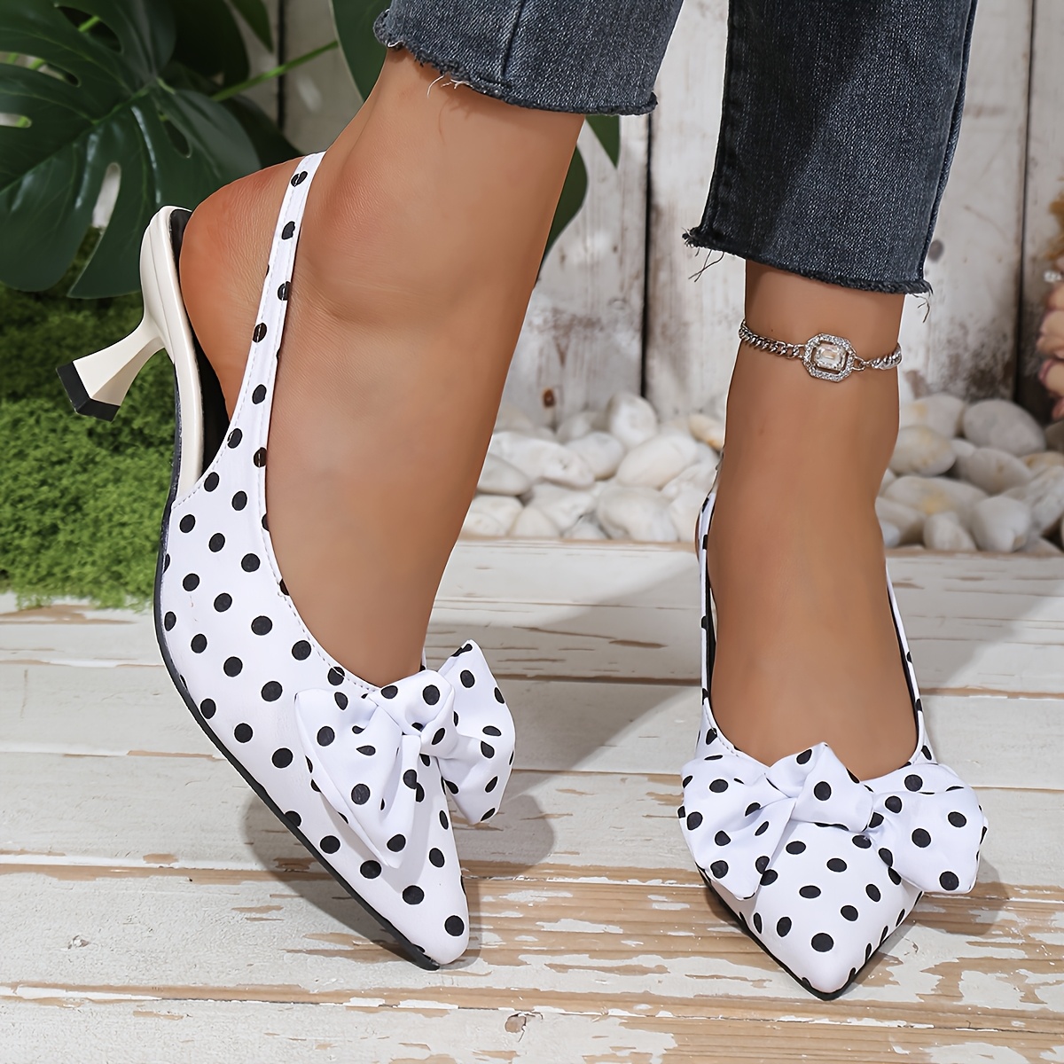 Women's Casual Polka Dot Bow Sandals