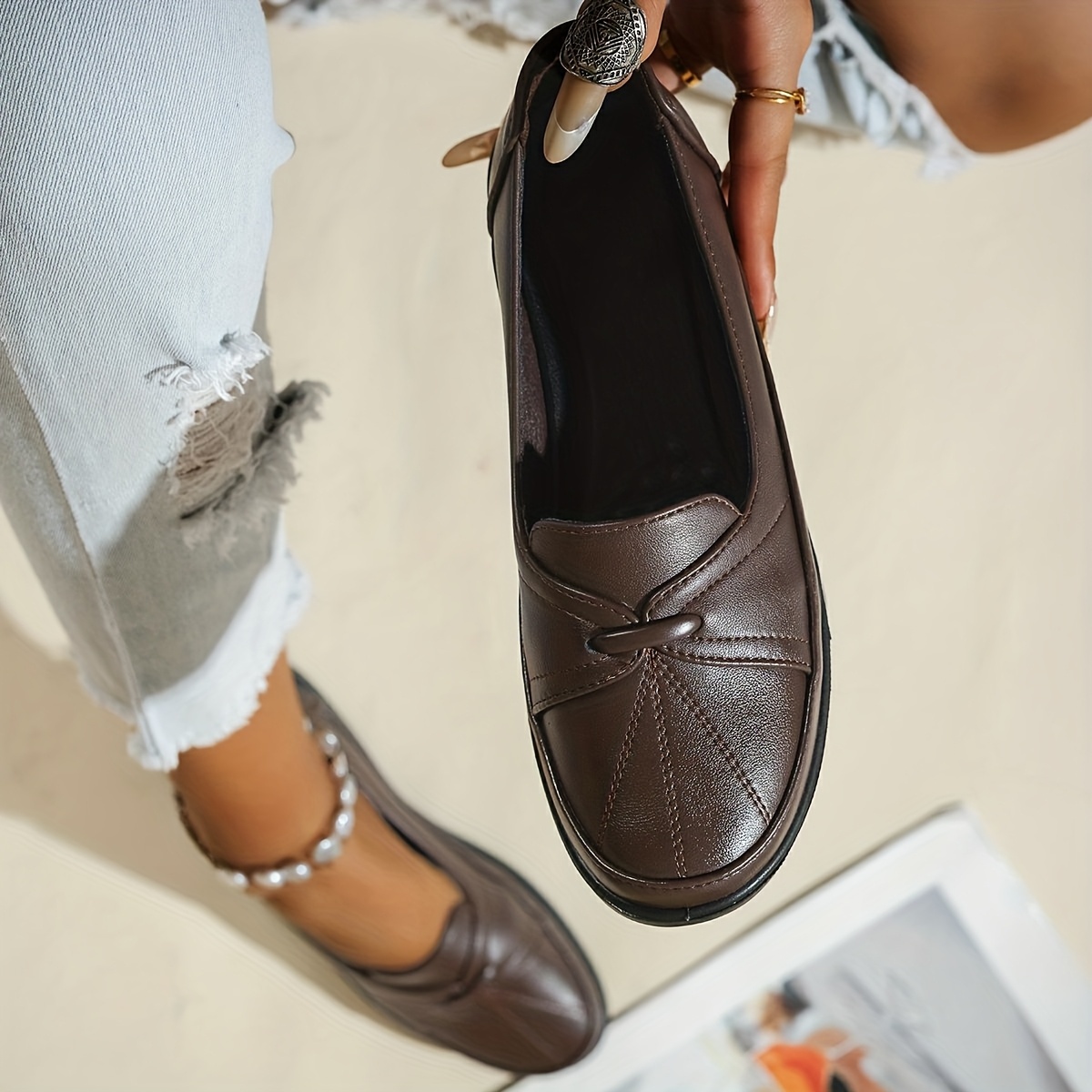 Women's Large Size Slip-On Penny Loafers