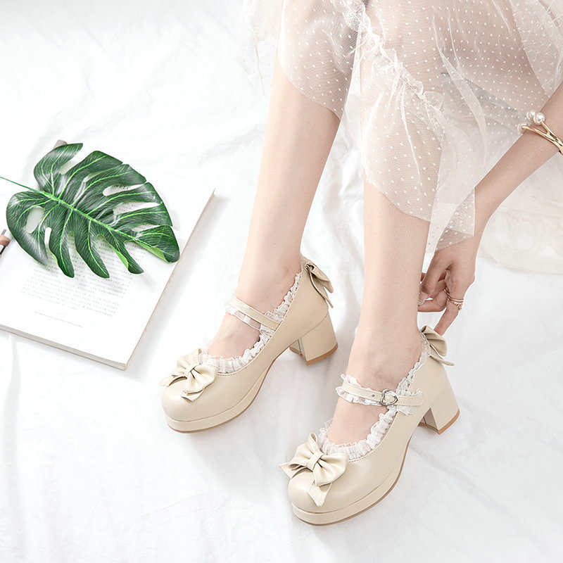 Women Kawaii Block Heel Mary Janes