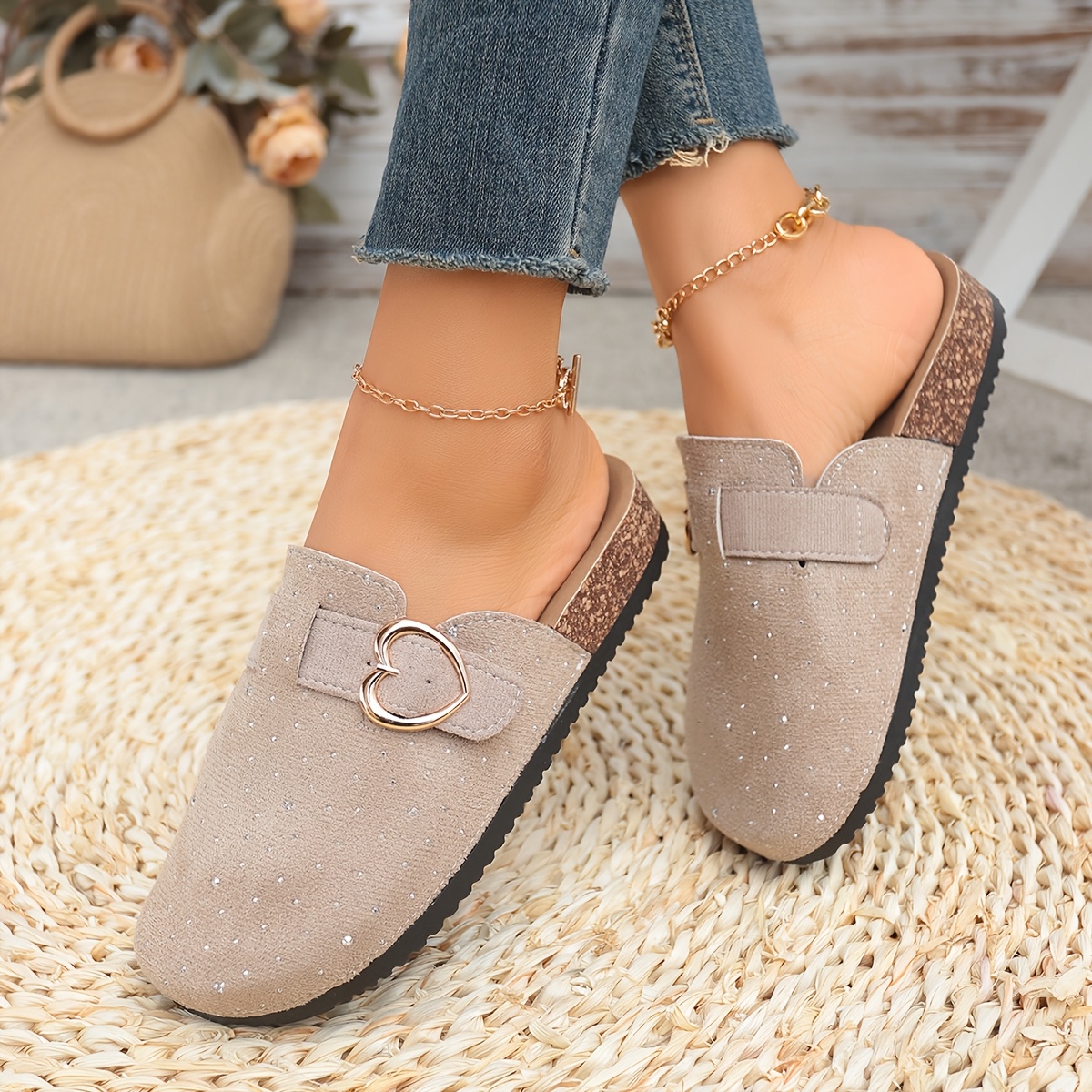 Women's Heart Buckle Classic Mules