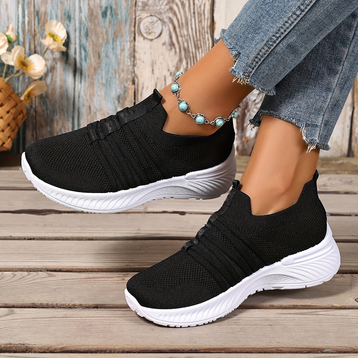 Women's Stripes Mesh Casual Sneakers