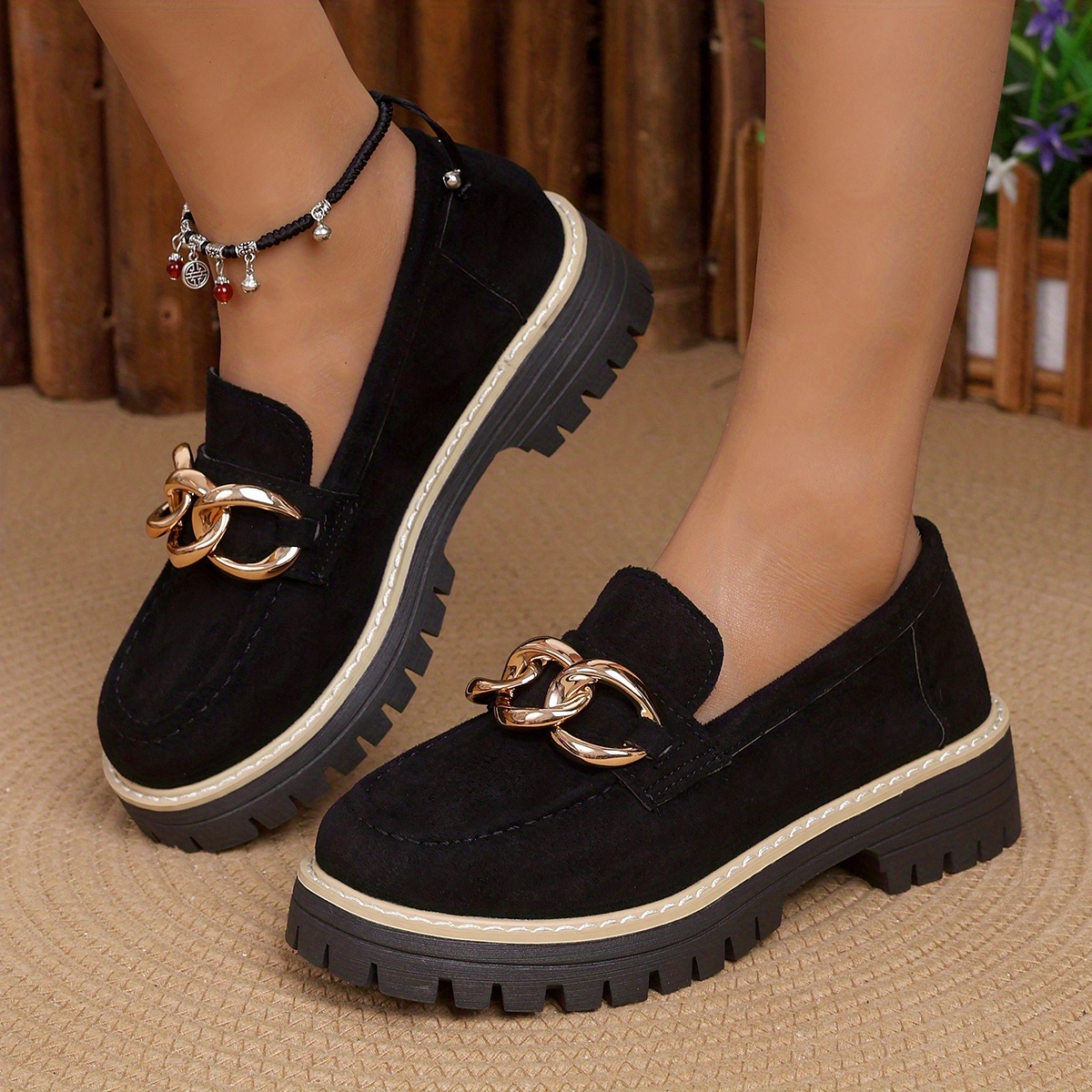 Women's Wide Size Sparkling Blanks Loafers