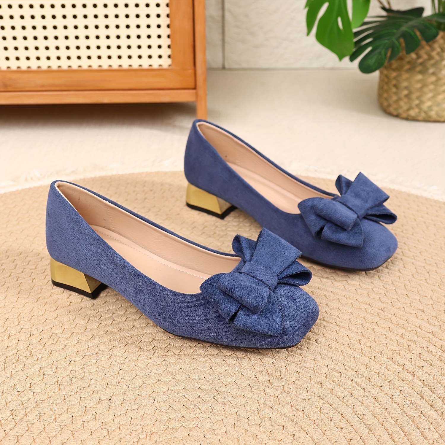 Ladies' New Fashion Bow Elegant Chunky Heel