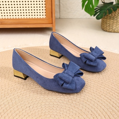 Ladies' New Fashion Bow Elegant Chunky Heel
