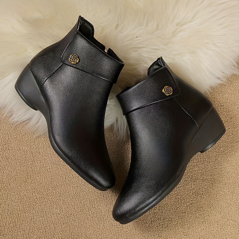 Women's Rose Cover Chunky Ankle Boots