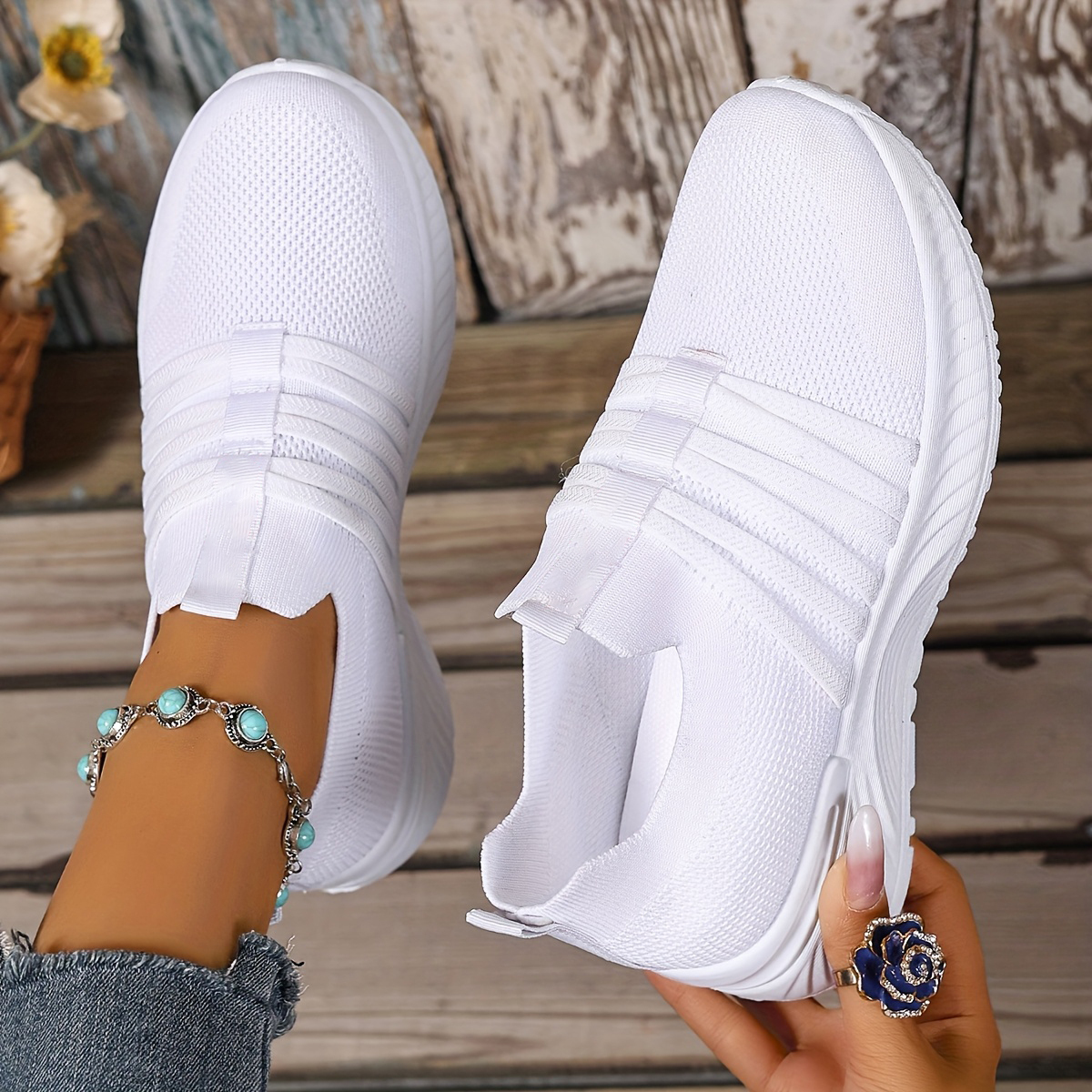 Women's Stripes Mesh Casual Sneakers