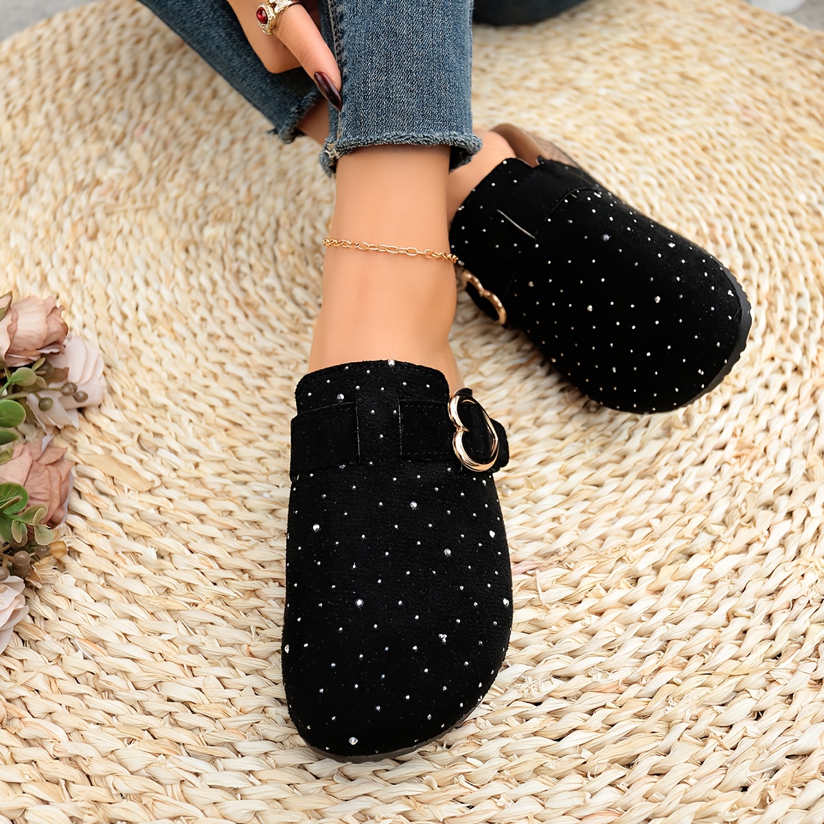 Women's Heart Buckle Classic Mules