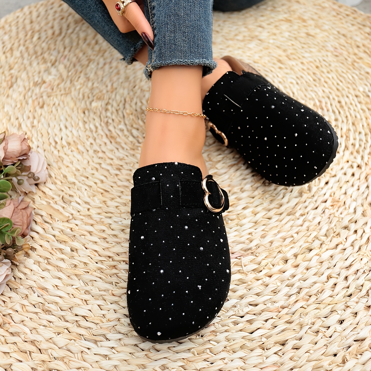 Women's Heart Buckle Classic Mules