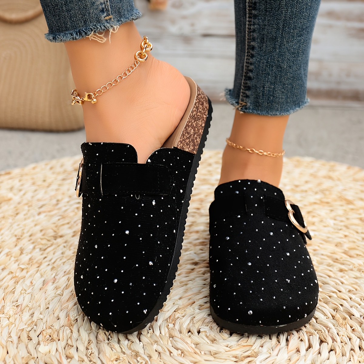 Women's Heart Buckle Classic Mules