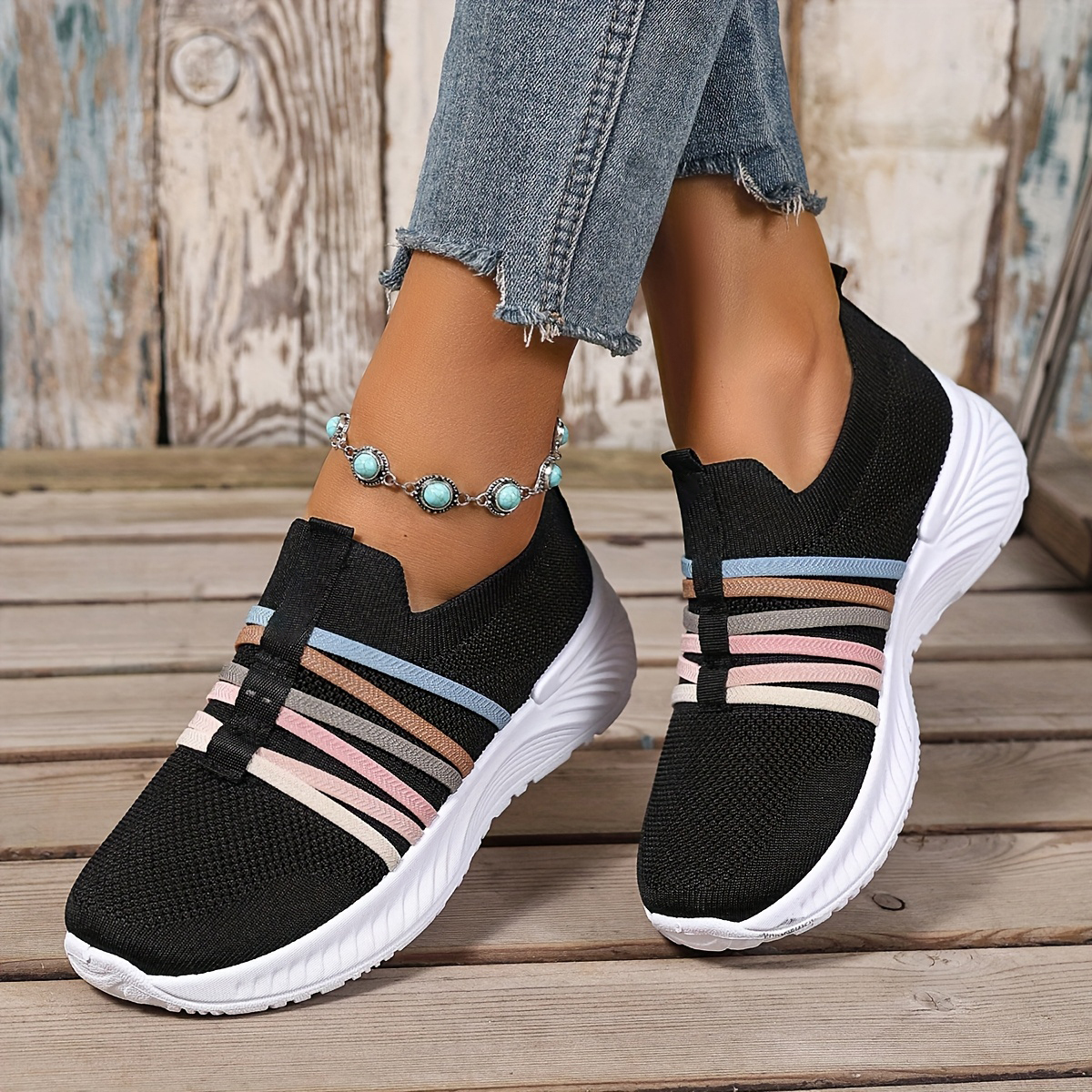 Women's Stripes Mesh Casual Sneakers