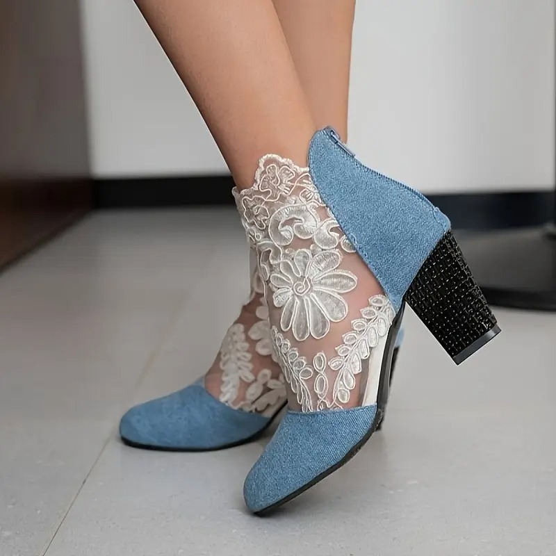 Women's Floral Lace Ankle Boots