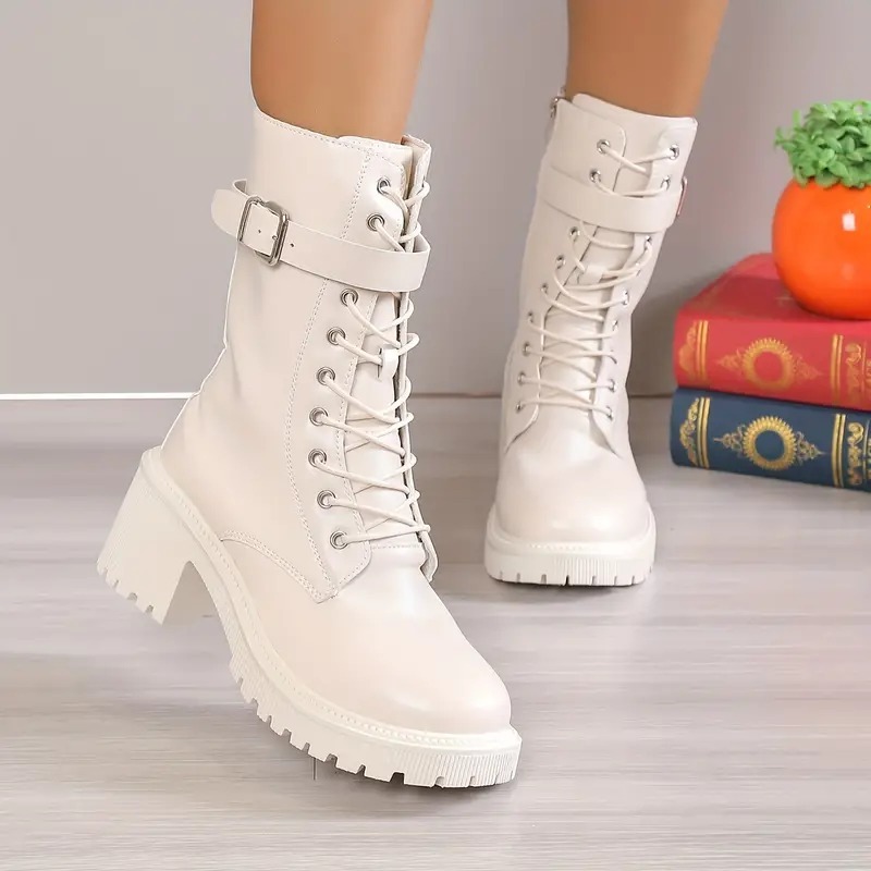 Women's Chunky Heeled Mid Calf Boots