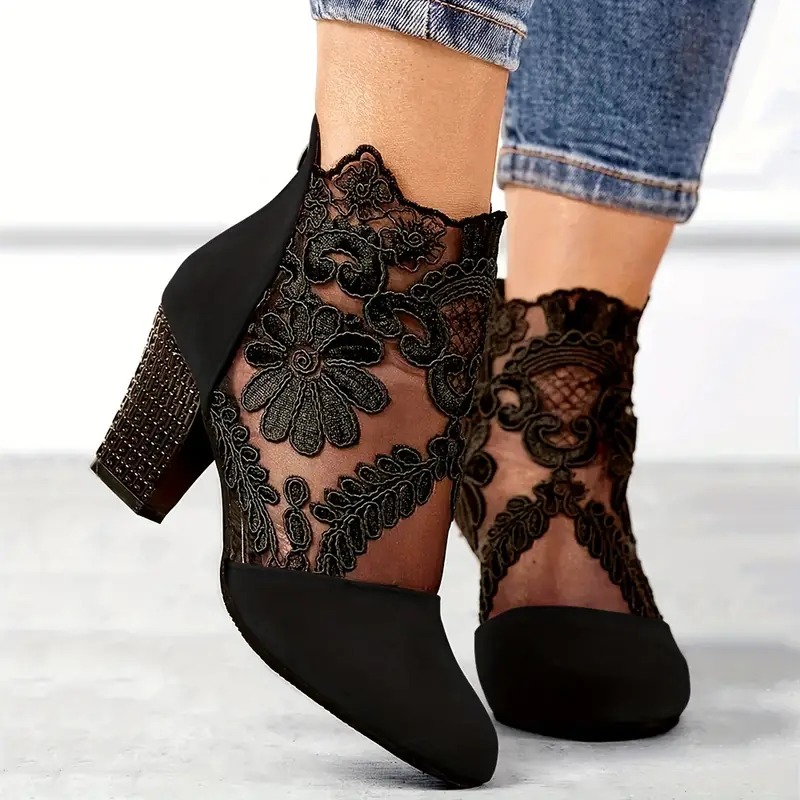Women's Floral Lace Ankle Boots