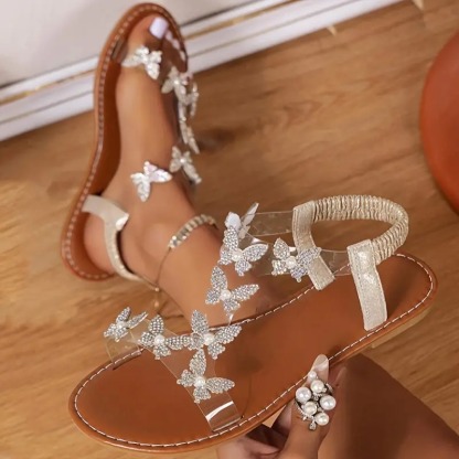 Elegant Rhinestone Butterfly Sandals