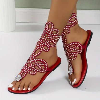 Womens Rhinestone Flat Sandals