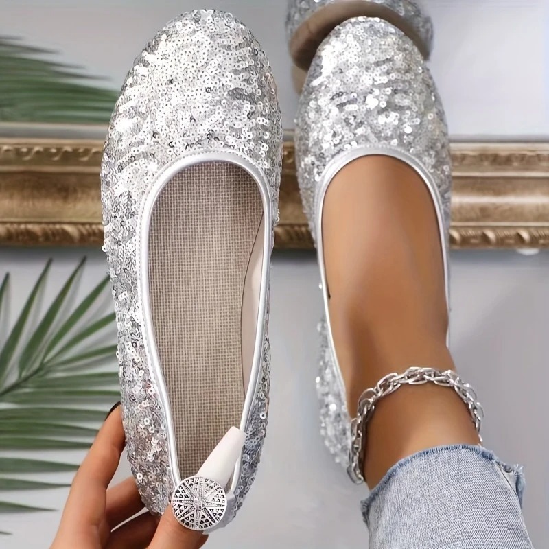 Women's Glitter Stylish Flat Shoes
