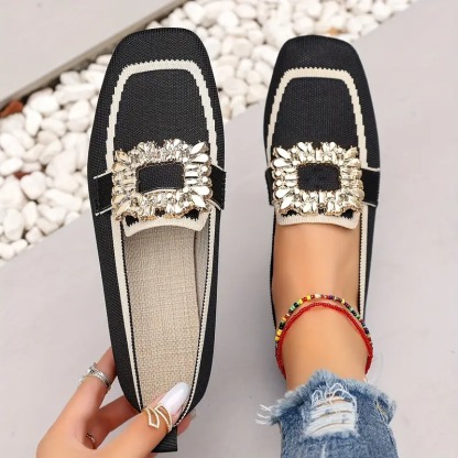 Women's Elegant Crystal Slip Flats