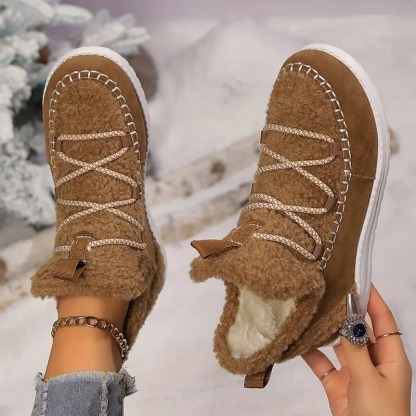 Women's Fluffy Plush Patchwork Boots