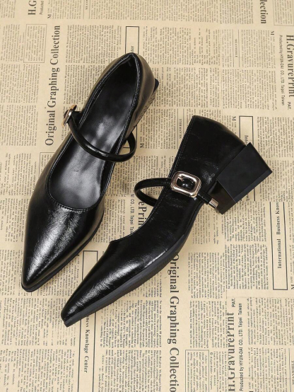 New French Pointed Toe Mary Jane Pumps