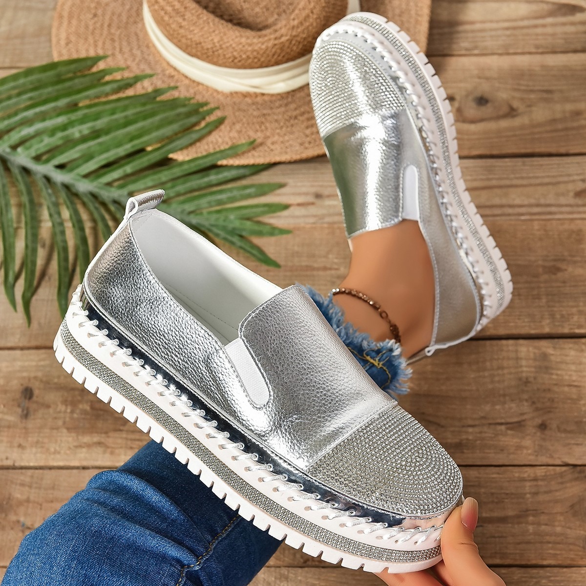 Stylish Sequins Platform Loafers