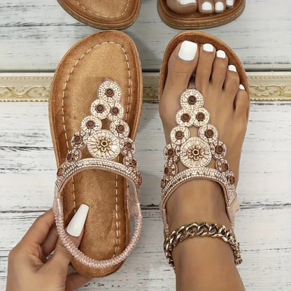Floral Embellished Flat Sandals