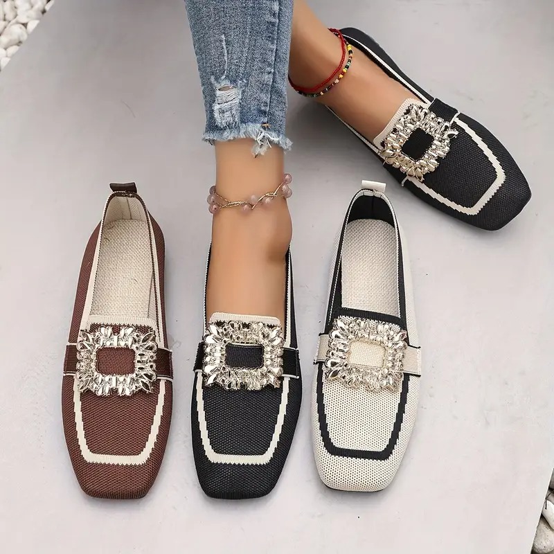 Women's Elegant Crystal Slip Flats