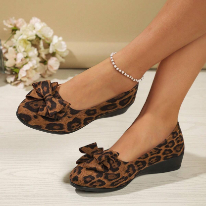 Bowknot Decor Wedge Heeled Loafers